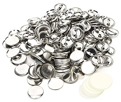Buttonrohlinge 25mm, 100 Stück Buttons Anstecker Knopfteile Metallknopf Runden Buttons zum Selbstgestalten Satz Pin Buttons Zubehör, für Buttonmaschine DIY Handwerk (100 Sätze 25-mm-Metallabzeichen)