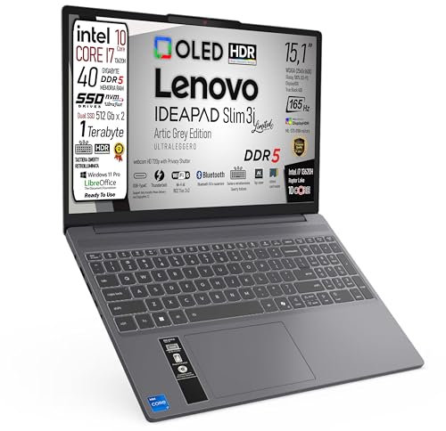 Lenovo, pc portatile Notebook, i7 13620H 10Core, Ram DDR5 40Gb, Display OLED 15,1 WQXGA 165Hz, SSD 1Tb, Wi-Fi, Bt, USB, Thunderbolt, Tastiera retroilluminata, Win11 Pro, Pronto all'Uso