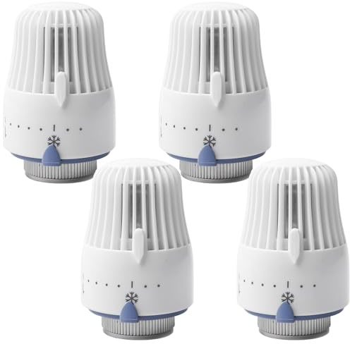 Aicharynic Cabezal termostático M30 x 1,5, 4 unidades de radiador: válvula termostática, radiador, antiescarcha, regulador automático de radiador, termostato para baño, para válvulas de radiador