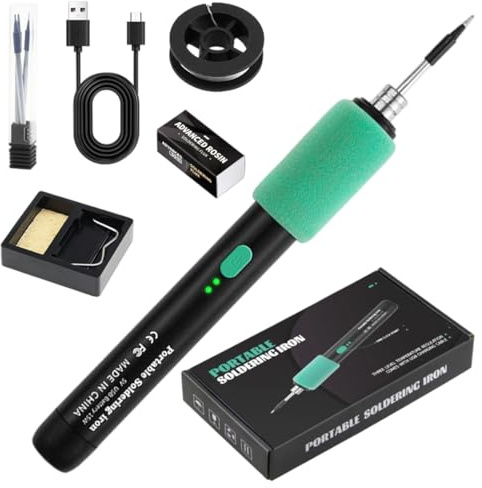 USB-batterilödkolvset, trådlös lödkolvsats med 3 temperaturer justerbar 260–450 ℃, 3 lödspetsar, lödkolvstativ, lödtråd, lödpasta, lödset för reparation av svetsning