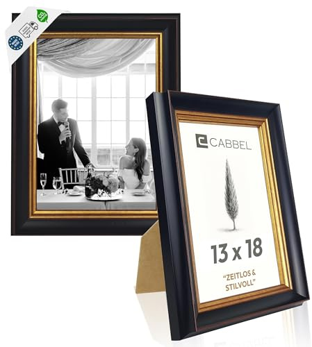 CABBEL Marco de Fotos Barroco Negro y Dorado 13x18 cm Pack de 2 AVI – Portafotos Antiguo