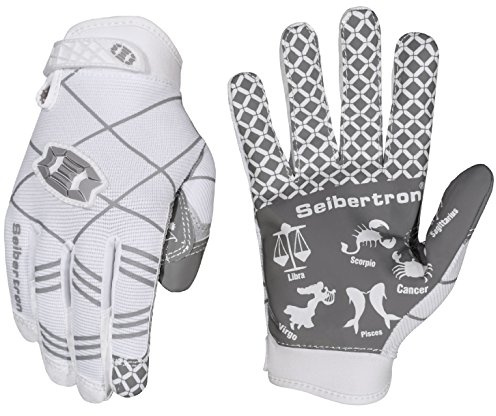 Seibertron Pro 3.0 Twelve Constellations Elite Ultra-Stick Sporthandskar – Amerikansk Fotboll Handskar för Vuxna (White, L)