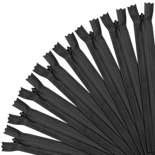 JAXICREY Reißverschluss 40cm, 8 Stück Nahtverdeckter Reißverschluss Schwarz Reissverschluss Nylon Reißverschlüsse Reisverschluss Nähreißverschlüsse Kleiderreißverschluss für Kissen Taschen Kleidung