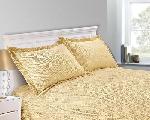 Sapphire Collection SC Harvest Candlewick Bedspread Traditional Bed Throw Size Single Double & King (Oxford Pillowcase Cover Only)