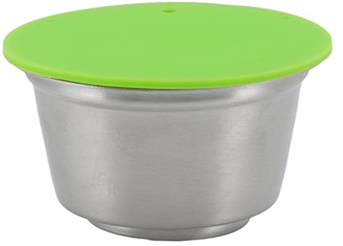Ahgsup Återfyllbar Kaffekapsel Kaffebryggare Tillbehör Rostfritt Stål Återanvändbar Kaffekapsel Matklassad Silikonlock Hög Temperaturbeständig för Hemmet (Grön)