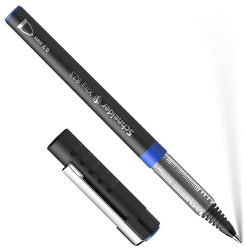 Schneider Schreibgeräte Tintenroller Xtra 823, Konusspitze aus Edelstahl, 0,3, blau, Carbon-Optik