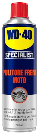 WD-40 - Specialist - Pulitore Freni Moto - Asciuga rapidamente, senza residui - Elimina lo stridio e prolunga la vita dei freni, previene lo slittamento della frizione - Spray con valvola a 360° 500ml