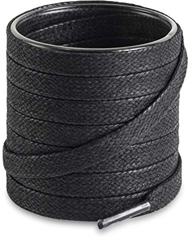 Shoemate Lot de 2 paires de lacets plats en coton ciré pour bottes et chaussures habillées, Noir (01), 59(150cm)