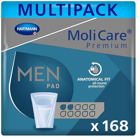 MoliCare Premium MEN PAD, Inkontinenz-Einlage für Männer bei Blasenschwäche, v-förmige Passform, 2 Tropfen, 12x14 Stück
