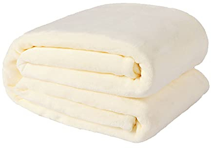 NANPIPER Fleece Blankets, Super Soft Flannel Queen Size Blanket for Bed, Luxury Cozy Microfiber Plush Fuzzy Blanket,Ivory White