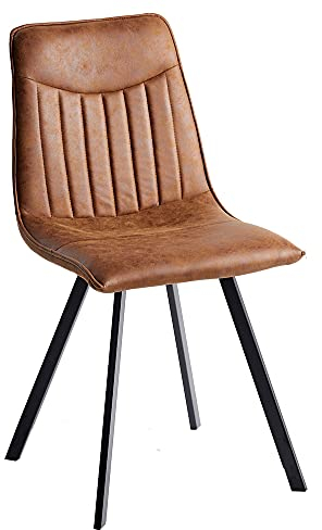 Riess Ambiente Design Stuhl Aston Vintage braun mit Ziersteppung Retro Stil Esszimmerstuhl Schalenstuhl Küchenstuhl Besucherstuhl