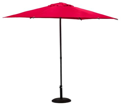 Hespéride - Parasol Droit Rond Soya Grenade - D2,7m - Haute Protection UV, Toile Amovible Déperlante et Orientable - Structure en Acier Traité Antirouille