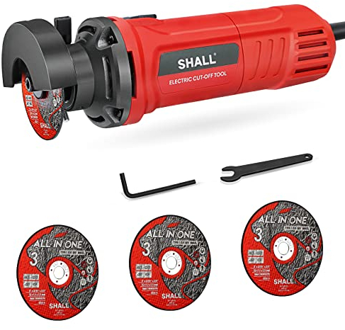 Shall 3 Inch High-Speed Cut Off Tool, 3.5 Amp Metal Cutter Tool with 3Pcs Multifunctional Cutoff Wheels, 24000RPM Electricl Metal Cutting Tools for Steel, INOX, PVC, Aluminum