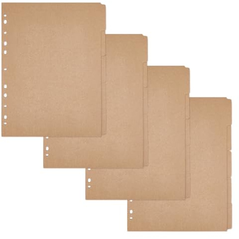 SUPERFINDINGS 20 Blätt dicker A4 Kraftpapier Ordner Trennblätter 11 Loch 5 Registerkarten Lochung Blanko Burlywood Papier Index Für Notebook Lose Blatt Ordner,29.8x22.1cm,Loch: 6mm