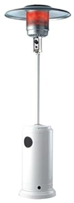 Stufa a Gas GPL Stufa a Fungo Radiante Accensione Piezoelettrica Potenza 13Kw Riscaldante Patio da Esterno con Ruote per Giardino, Terrazzo, Bar, Pub, Ristorante (Bianco)