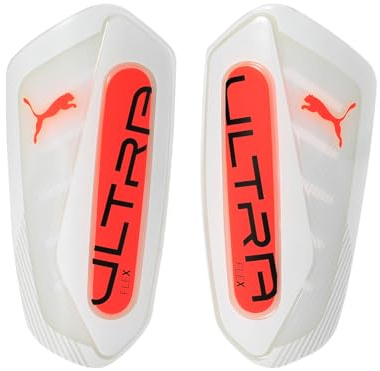 PUMA ULTRA Flex Sleeve, Unisex Shin Guard, White-Glowing Red, L - 030987