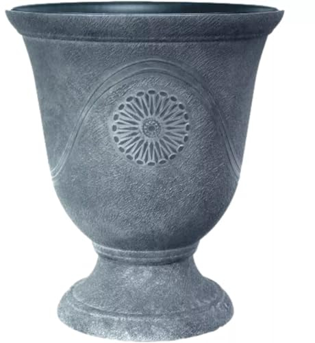 Muddy Hands 40cm Tall 15.6 Litre Aged Lead Urn Plant Pot Outdoor Garden Patio Vintage Plastic Flower Planter Stand