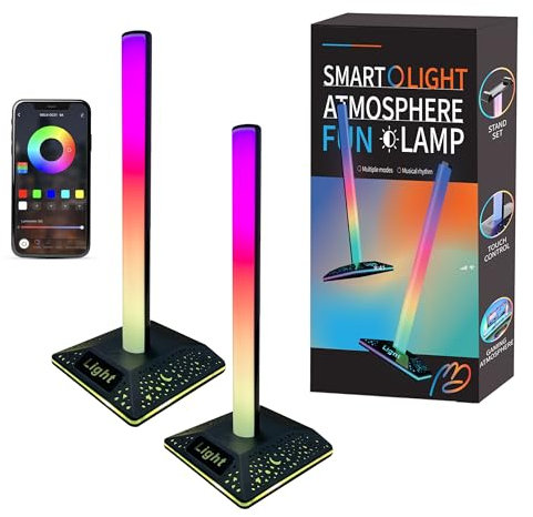 ONLAMP Barra LED Gaming con soporte para auriculares, sincronización de sonido y control táctil ultra conveniente, efectos RGB dinámicos, ideal para escritorio y configuración de jugador y transmisión