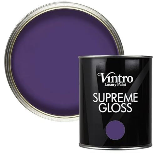 Vintro Paint | Gloss Paint | for Walls | Wood | Trim | Gloss Furniture Paint | Interior & Exterior Use. 1 Litre (Purple)