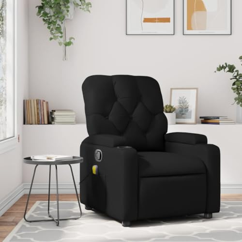 Homgoday Poltrona massaggiante per TV, poltrona relax con funzione di riposo manuale, schienale regolabile, per soggiorno, in similpelle nera