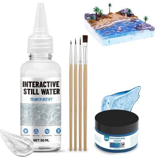 Miioto Transparent vatteneffektfärg, modelleringsfärg, realistiskt vatten för många fritidsapplikationer i studiohuset (50 ml 50 ml)
