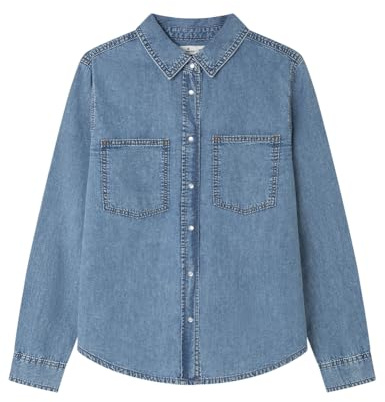 Springfield Basic Denim Shirt Camisa, Azul, 36 para Mujer