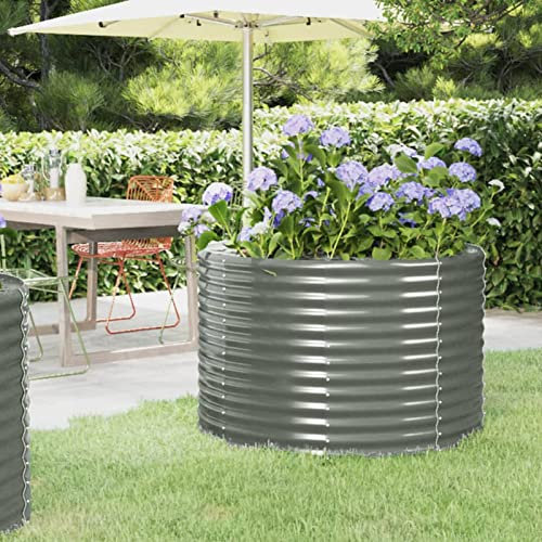 Fioriera rialzata in acciaio verniciato a polvere, per uso esterno, giardino verticale per balcone e patio, colore grigio, 100 x 100 x 68 cm, perfetta per verdure ed erbe aromatiche