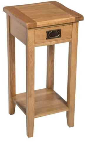 Hallowood Furniture Monchique Small Oak Side Table with Drawer and Shelf
