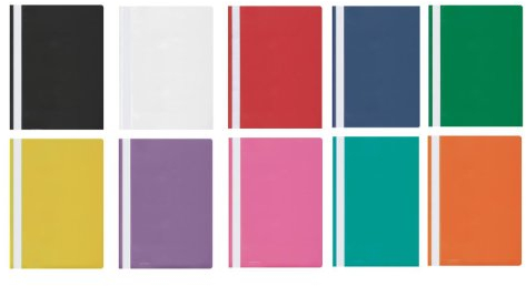 10 Schnellhefter je 1x blau,gelb,weiß,rot,grün ...