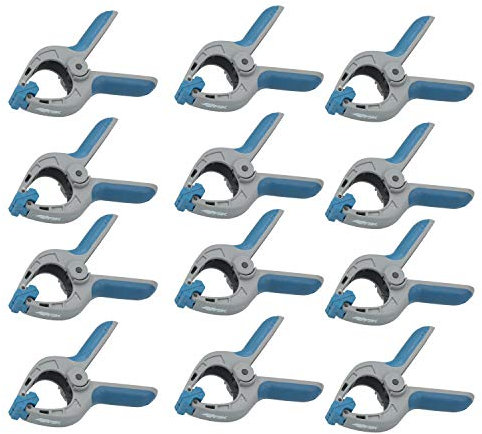 Ferrestock FSKPRS102 Lot de 12 pinces de serrage à ressort Poignée antidérapante Mâchoires rotatives Ressort extra fort Ouverture maximale 65 mm Profondeur 65 mm 65 x 65 mm