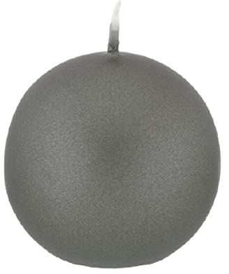 Kugelkerzen Grau mit Metalleffekt (Metallic Matt), Ø 6 cm, 12 Stück