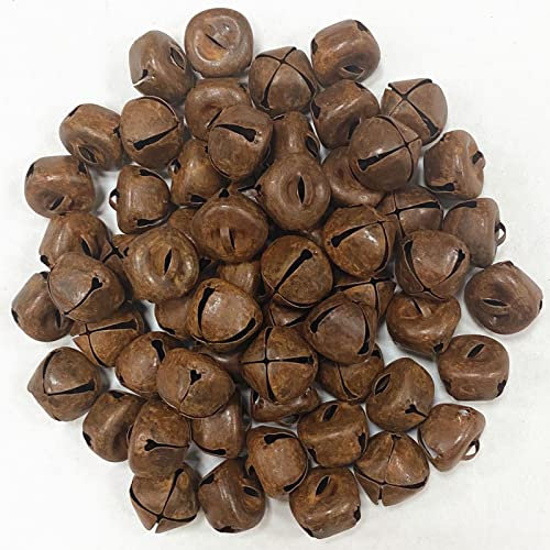 60 campanelli natalizi rustici in latta arrugginita, campane in metallo rustico, per albero di Natale, vacanze, tutti i giorni, per lavori artigianali e abbellimenti, 17 mm