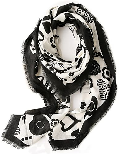 Brillabenny Pashmina Sciarpa Primaverile Donna in Viscosa, leggera morbida estiva foulard viscosa luxury scarf (BIANCA NERA)