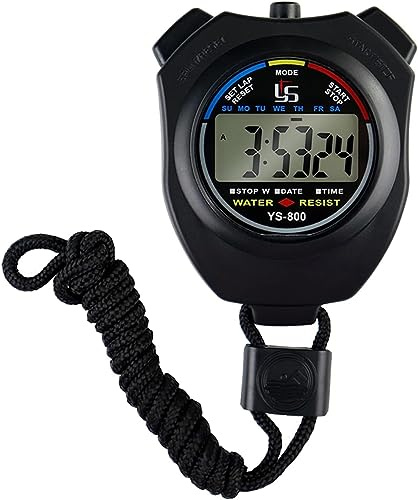 Tidtagarur for sport, Digitalt minnesstoppur, LCD-handhållen stoppur Sporttimer, Simning Löp Fotbollsträning