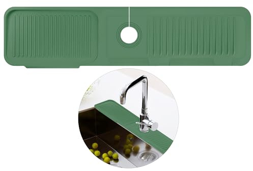 Luckissixs Kitchen Faucet Splash Mat, 24 inch Silicone Sink Splash Guard Drying Mat, Faucet Handle Drip Catcher Tray for Kitchen Sink & Bathroom Counter