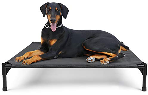 Mora Pets Hundeliege Outdoor Grosse Hunde Erhöhtes Hundebett Hunde Liege Draußen Bett im Garten und Indoor einsetzbar Haustierliege Camping 103.5 x 75 x 18 cm Grau