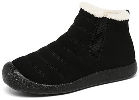 FULORIS Women's Winter Snow Boots Warm Insulation Outdoor Cold Weather Ankle Boot for Women Lightweight Fur Lined Non Slip Waterproof (Black, 11.5)