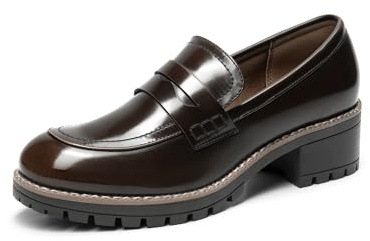 DREAM PAIRS Donna Mocassini Casual con Plateau e Comodi Mocassini Scarpe Piatte Eleganti Primavera Estate Autunno,Size 37,Marrone-Pu,SDLS2319W
