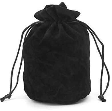 MULAIDI Samt-Würfelbeutel für Tarotkarten, Deck, Aufbewahrungstasche, Spielzeug, Schmuck, Kordelzug, abgerundete Ecken, Würfel-Set mit Aufbewahrungstasche, Schwarz