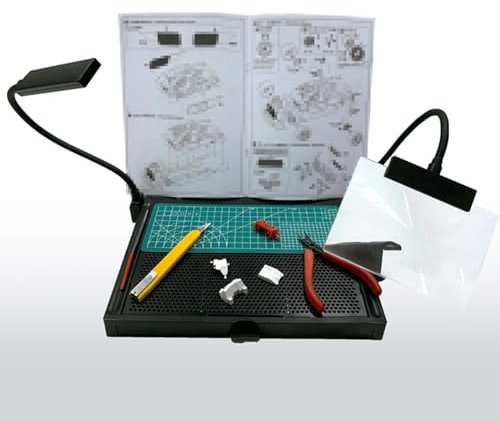 KHZKHC Table Travail Portable Modélisme, Table Travail avec Tiroir, Loupe sans Cadre, Lumière LED, Dépoussiérage, Facile Nettoyer, Les Travaux Coupe Base, Assemblage Pièces Préc