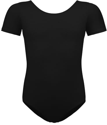 BALAYSIER Baletttrikåer för flickor och kvinnor elastisk bomull kortärmad bodysuit rund hals lämplig för dans gymnastik