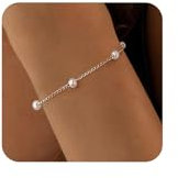 Nayyana Perlenarmband, 18 K Echtgold plattiert Damen Silber Perlen Armband, Silberarmbänder, Verstellbar Pearl Bracelet für Brautjungfer Hochzeit Abschlussball Mädchen Perlenschmuck