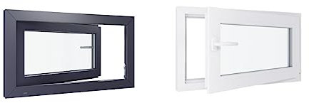 Fenêtre PVC - LxH 900x500 mm -Triple Vitrage - Bicolore blanc int/anthracite ext-poignée à gauche