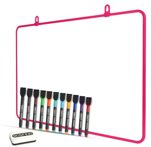 DumanAsen 30x40cm Magnetic Whiteboard - Dry Erase Board, Durable Writing Surface, Perfect for Office, Home, or Classroom Use, Includes whiteboard pens and Eraser, 12x16 Inches - Pink