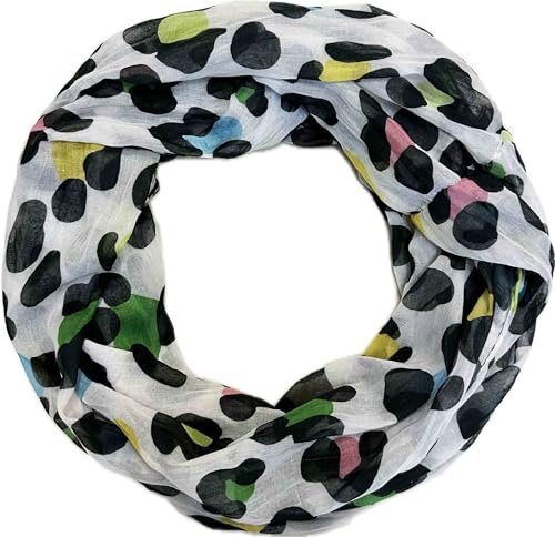 Leopard siden loop gradient vår rund halsduk unisex sommar höst lätt halsduk stola silke lejon djur, Grön, 160 x 48 cm