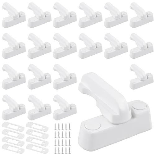 CHUENKUK 20 Stück Weiß mit Schrauben Fenstersicherungen, Fensterschloss für Fenster, Sicherheitsschlösser für UPVC PVC Fenster und Tür