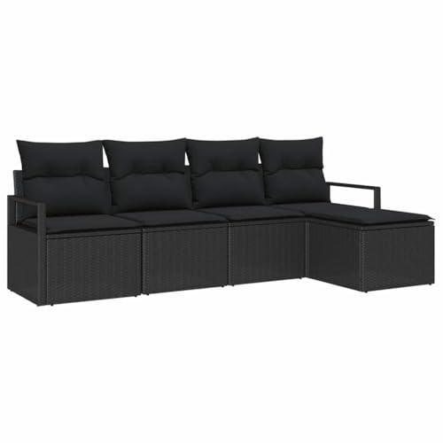 vidaXL Ensemble de Canapés 5 pc Noir polyrotin