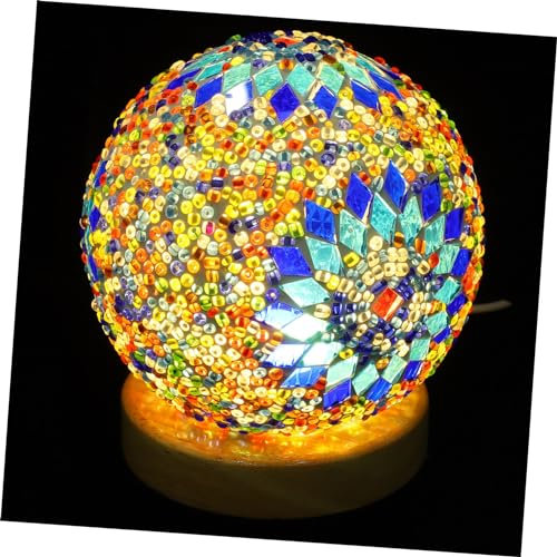 GLEAVI Lampe De Table Romantique En Verre Teinté Bleu Lampe De Chevet Turque Artisanale Baroque Petite Décorative Pour Chambre Et Salon Veilleuse