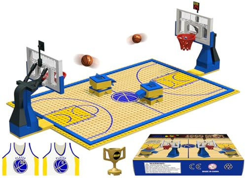 Nicolababe Lot de 2 blocs de construction créatifs - Jeu de 2 paniers de basket classiques pour jeu de basket-ball - Compatible avec les grandes marques (bleu)