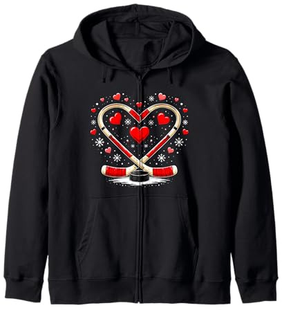 Bastoni da Hockey a Forma di Cuore, per San Valentino, per Uomini e Donne Felpa con Cappuccio